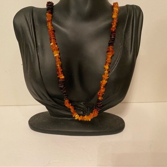 NECKLACE AMBER CHIPS HONEY GOLD AND CHERRY RED RUSTIC NATURAL BALTIC 24” - Picture 4 of 9